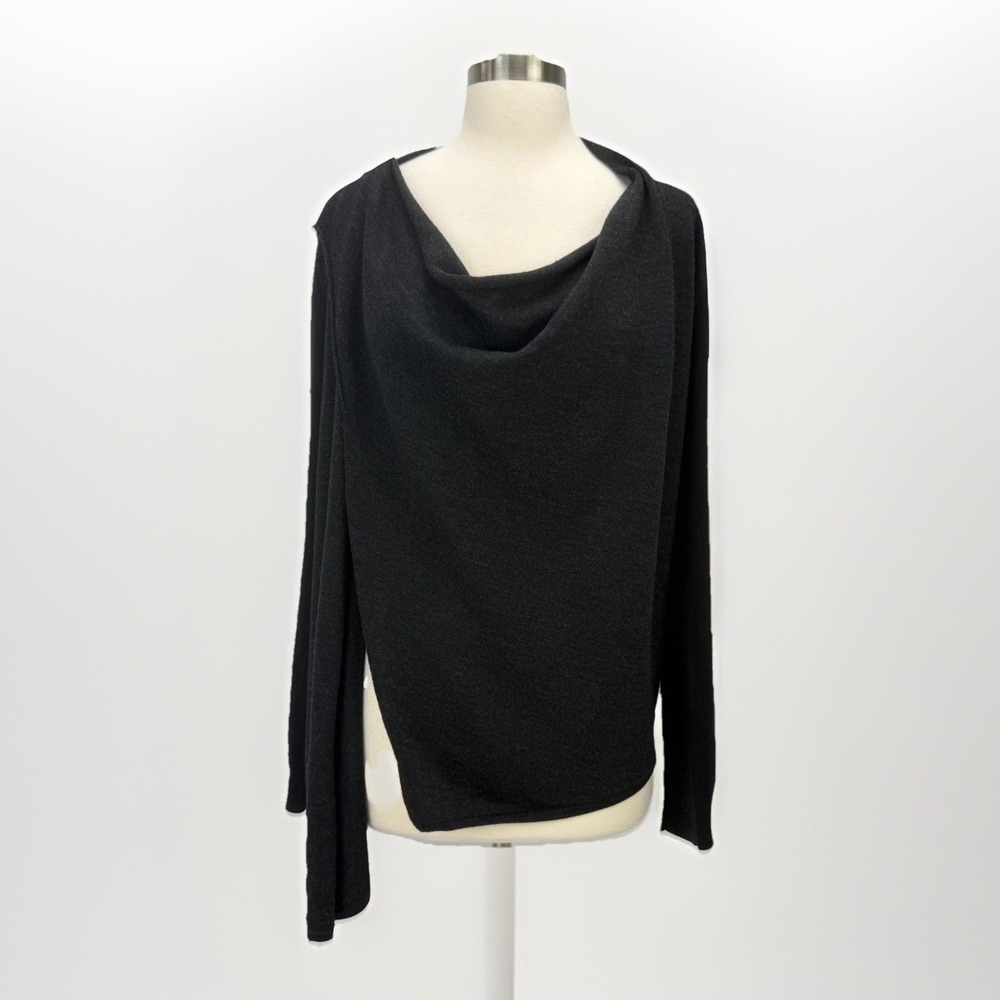 All‎ Saints Womens Drina Charcoal Asymmetric Cardigan Wool Drape Sweater Sz 4 XS